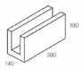 Line drawing of the 150 series lintel grey block