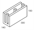 Line drawing of the 150 series knockout bond beam grey block