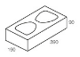 Line drawing of the heavy duty blocks half height grey block